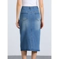 thumbnail image 3 of DARING DIVA Women's Slit Front Washed Jean Midi Skirts with Pockets S Blue, 3 of 6