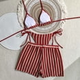 thumbnail image 4 of vigerkar Sexy Halter String Striped Triangle Boyshorts Bikini Sets Bathing Suit 3 Piece (Brick Red, S), 4 of 7