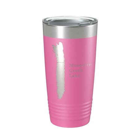 

Mosquito Creek Lake Map Tumbler Travel Mug Insulated Laser Engraved Coffee Cup Ohio 20 oz Pink