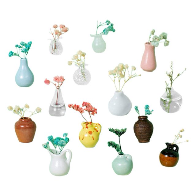 8Pcs Mini Ceramic Vase Fridge Magnets, Funny Small Plant Magnets, Tiny 3D Plant Vase, 3D Cute Plant Mini Ceramic Vase Strong Refrigerator Magnets, for Refrigerator Decoration Kitchen K5S0