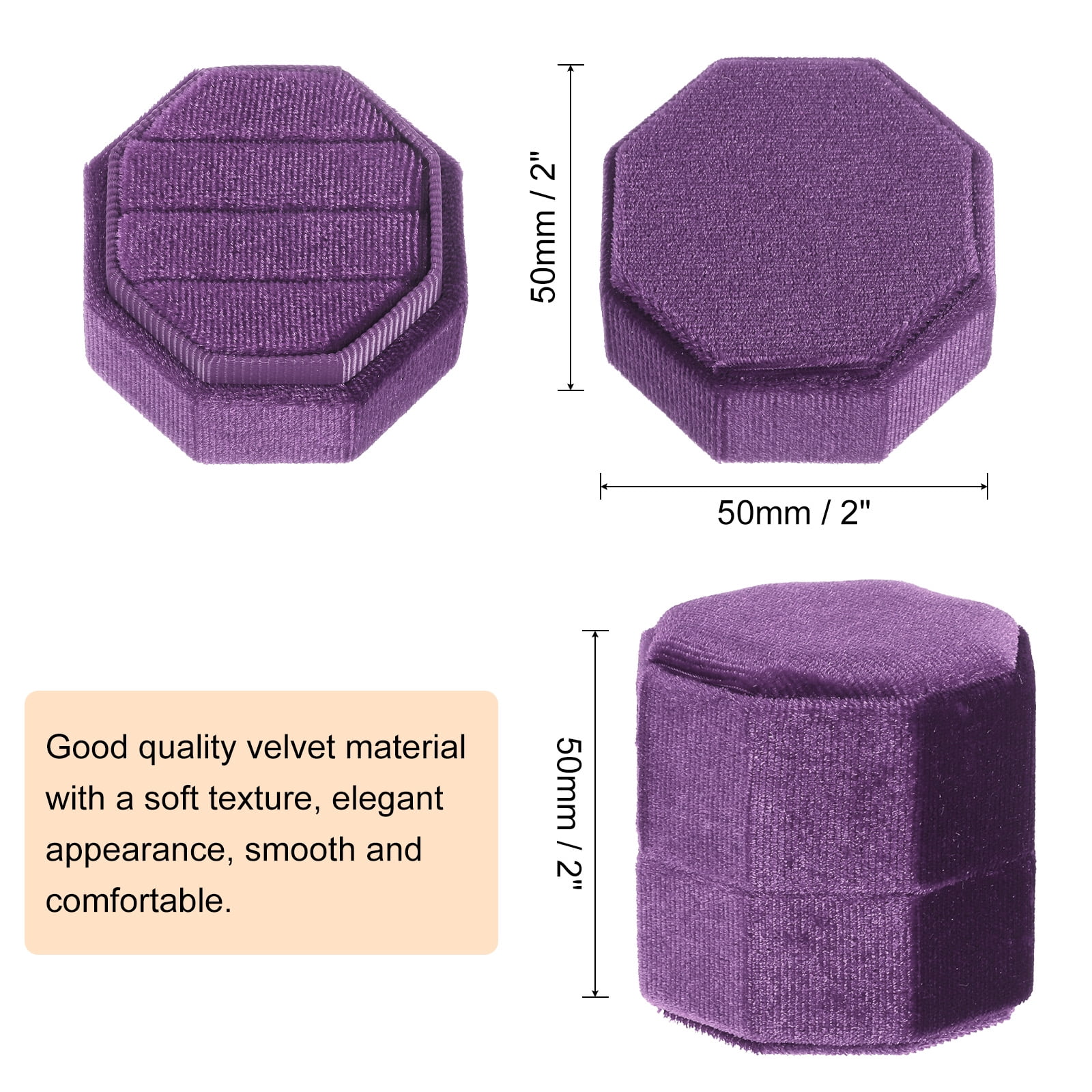 Unique Bargains Octagon Velvet Ring Box for Wedding Rings Deep Purple