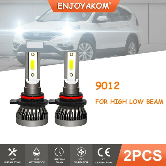 2pcs For Fiat 500X 2016-2019 9012 LED Headlight Bulb High Low Beam 7600LM 6000K Bright White