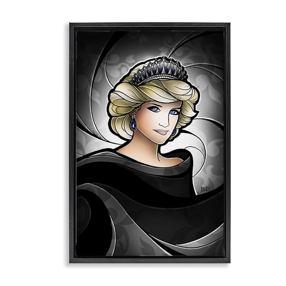 Stupell Industries Art Deco Royal Peoples' Princess Black Floating Frame Canvas Art, 17 x 25, by Mandie Manzano