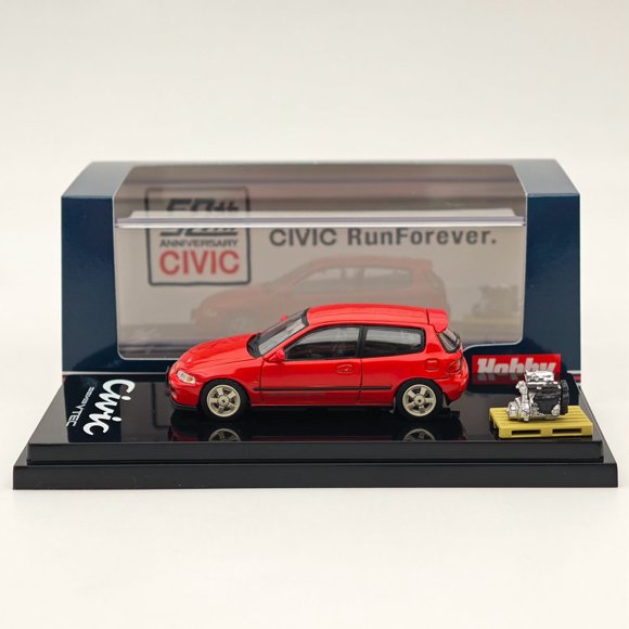 1/64 for CIVIC (EG6) Sir-S With Engine Display Model Milano Red HJ641017SR Diecast Models Car Collection