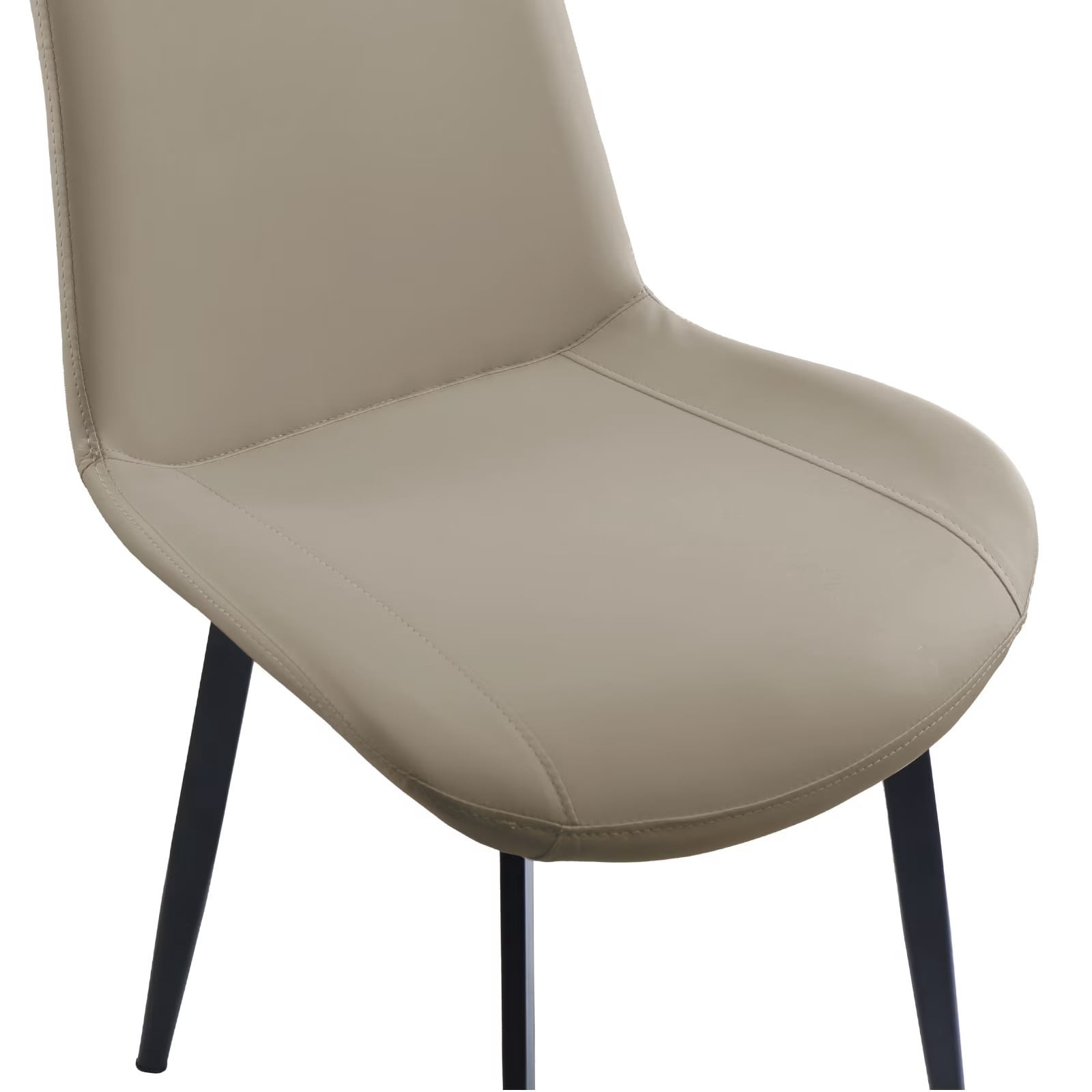 Tan PU Leather Dining Chairs Set of 2, Modern Upholstered Kitchen Chairs with Metal Legs, Armless Side Chairs for Dining Room, Restaurant, Living Room & Meeting Room