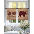 thumbnail image 4 of Red Check Bear Sheer Curtains 45 inches Long, Abstract Animal Silhouette Retro Wood Grain Light Filtering Sheer Window Curtains Rod Pocket Voile Drapes for Bedroom Living Room, 2 Panels 52"W x 45"L, 4 of 7