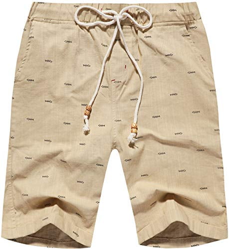 Boisouey Mens Linen Casual Classic Fit Short Summer Beach Shorts 
