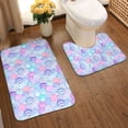 thumbnail image 2 of Yiaed Watercolor Sea Shells 1 Print Bathroom Mat Set 2 Pieces Mat Anti-Skid Pad Ultra Soft and Absorbent Bathroom Bath Mat Contour Bath Rugs for Toilet Base, 2 of 6