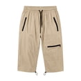 thumbnail image 4 of Karymi Jean Shorts Womens Quick Dry Hiking Capri Pants, Elastic Waist Drawstring Outdoor Cropped Trousers with Multi Zipper Pockets, Cargo Pants for Travel Athletic Shorts for Women, 4 of 8