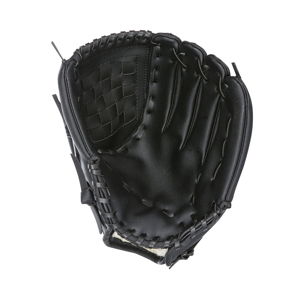 Baseball PU Leather Glove Outdoor Sports Baseball Softball Practice Training Glove Sports Gear, Black, 11.5 Inch