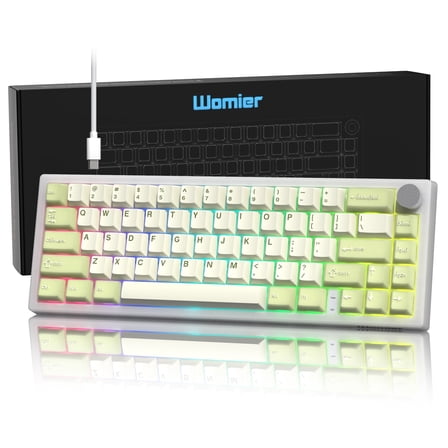 COSTOM Mechanical Gaming Keyboard, 60%  QMK/VIA Creamy Mechanical Keyboard, RGB Cute Wired Keyboad with Hot Swappable Gasket,Green