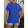 thumbnail image 3 of Summer New Style V-neck Button Solid Color Polka Dot Loose Short-sleeved T-shirt For Women, 3 of 7