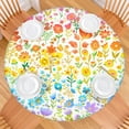 thumbnail image 2 of Artistic Floral Boho Round Tablecloth 44Inch, Elastic Edge Spillproof Cover for 38-42 Inch Tables, Unique Decor, 2 of 7