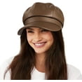thumbnail image 6 of Womens PU Leather Newsboy Cap 8 Panel Paperboy Newsie Cap Bakerboy Beret Cabbie Hat, 6 of 6