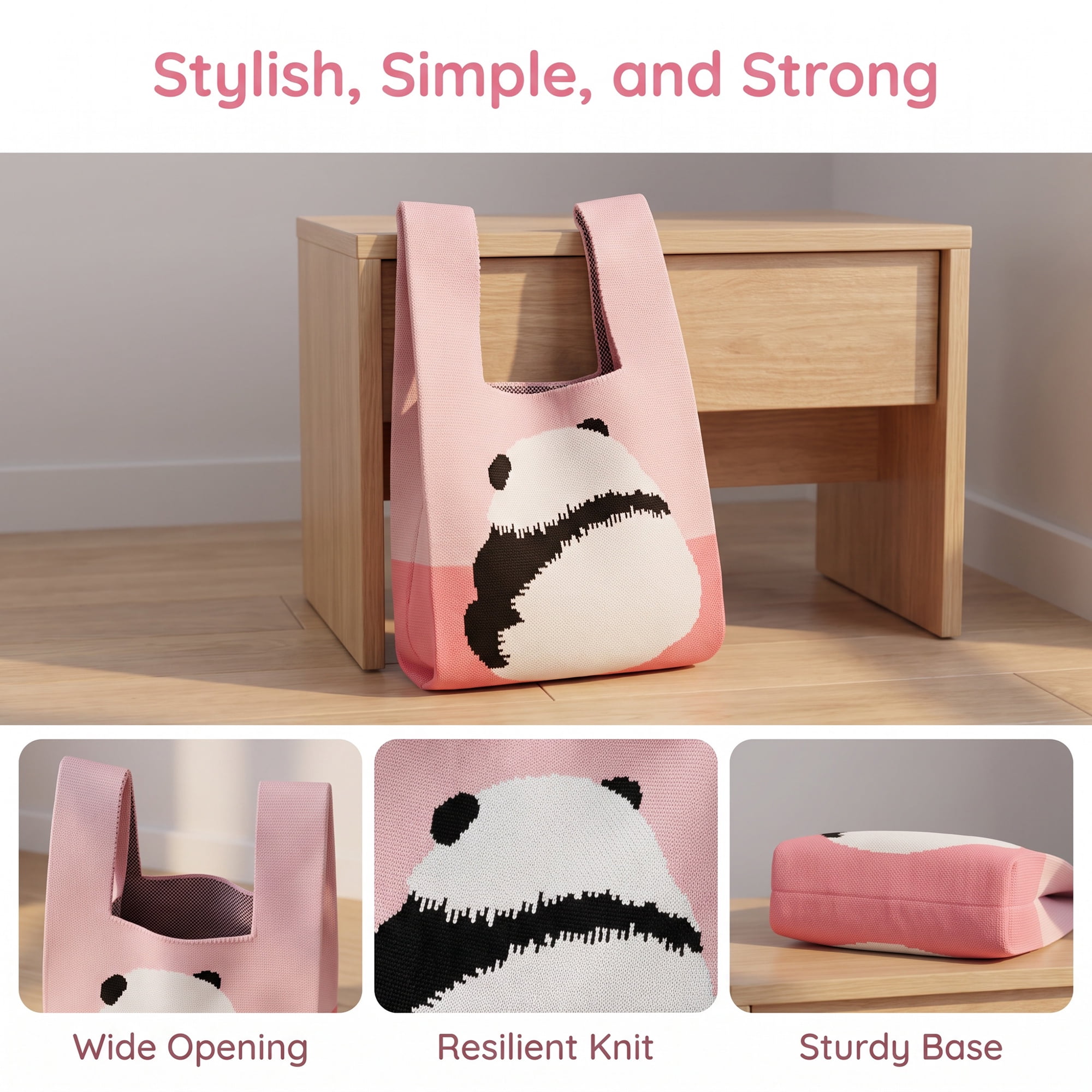 Unique Bargains Cute Cartoon Gift Bags with Handles for Parties 7.5" x 13.4" Light Pink