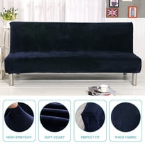 SHANNA Stretch Futon Covers Armless Sofa Bed Cover for Sofa Length 70.9-82.7 Inches (Navy Blue)