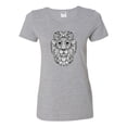 thumbnail image 2 of Black and White Mosaic Retro Mandala Lion Animal Lover Womens Graphic T-Shirt, Heather Grey, Small, 2 of 4