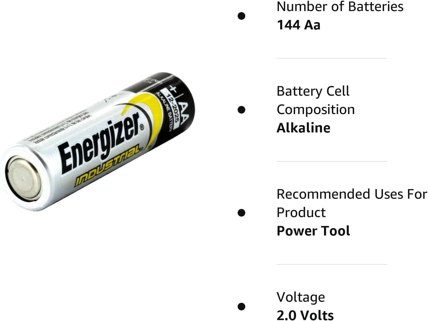 Energizer EN91 AA Industrial Alkaline 144 Batteries by Energizer