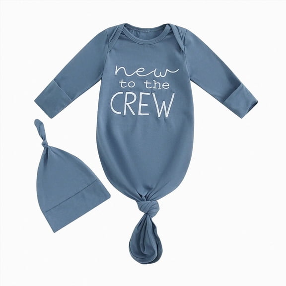 Newborn Boys Girls Knotted Sleeping Bag Fetal Hat Set Baby Outfit Set Pajamas Tracksuit Sweatsuits Set Back-To-School Outfit Set 0-3 Months