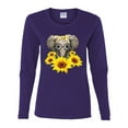 thumbnail image 2 of Elephant Sunflower Cute Love Animal Lover Womens Graphic Long Sleeve T-Shirt, Purple, Large, 2 of 3