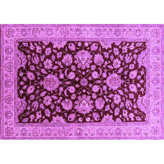 Ahgly Company Indoor Rectangle Oriental Purple Traditional Area Rugs, 7' x 10'