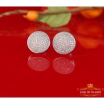 King of Bling's 925 Sterling Silver White Hip Hop 0.66ct Diamond Men's/ Women's Stud Earrings