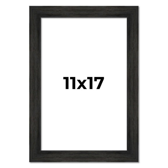 11x17 Frame Black Rustic Barnwood Solid Wood Picture Frame | 1.5 Inch Moulding Width | Includes UV