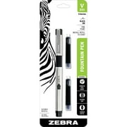 Zebra V-301 Stainless Steel Fountain Pen with Bonus Refill, Fine Point, 0.7mm, Black Ink, 1-Count