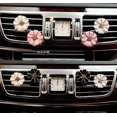 thumbnail image 4 of Paquete de 2 accesorios para coche con diseño de margaritas y flores, bonitos ambientadores para coche, clips de ventilación de aire con diamantes brillantes, decoración interior para coche, regalo (blanco) BANYUO Electrónica, 4 of 6