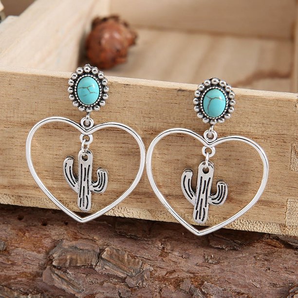 Nvzi Pendientes colgantes de estilo retro, nuevos y únicos, joyería étnica bohemia vintage (plateada)