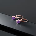 thumbnail image 4 of Gem Stone King 18K Rose Gold Plated Silver Purple Amethyst Dangle Earrings for Women (1.94 Cttw, Gemstone February Birthstone, Cushion 6MM), 4 of 4