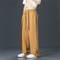 thumbnail image 2 of OSOLU Solid Color 46/2000 Large Size Loose Ice Silk Suit Pants Japan Men's Summer Fall Casual Wide Leg Straight Pants Trousers Fashionable Classic Leisure Bottoms, 2 of 9