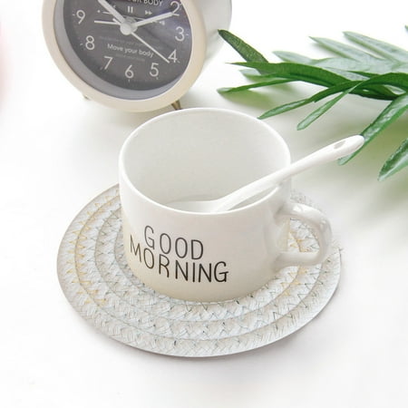 

Christmas Kicthen Decor 18cm Cotton Insulation Mat Meal Mat Woven Anti Scalding Table Mat Bowl Mat Nordic Simple Pot Mat Cotton Insulation Mat