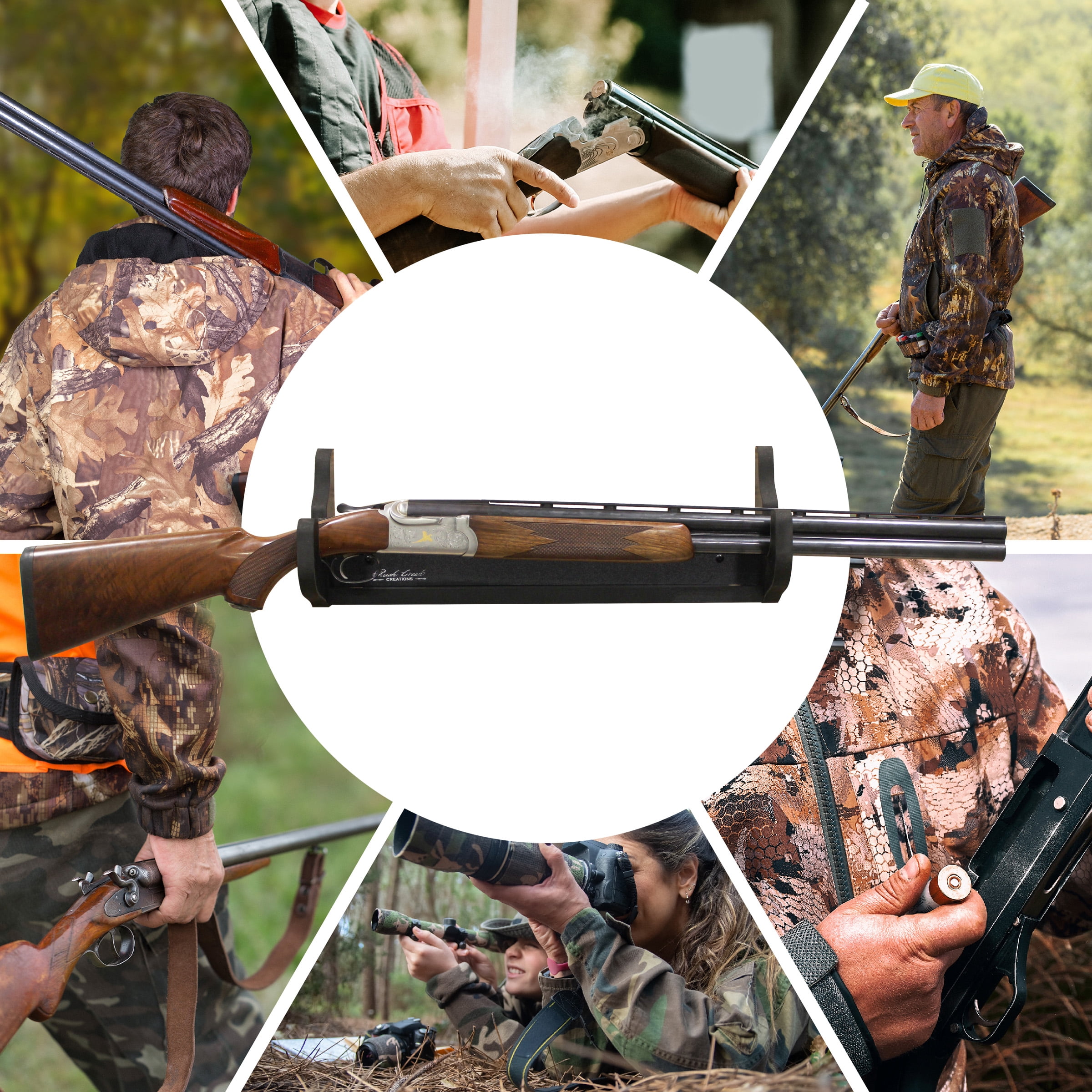 Rush Creek Creations | Indoor 1-Gun Rack for Wall for Shooting Rifles and Airsoft Shotguns, Single Gun Storage for Real Guns/Firearms, Premium Alternative for Single Gun Safe for Rifles and Pistols