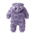 thumbnail image 2 of Eltusu Baby Boys Fleece Jumpsuits, Hooded Comfort Warm Long Sleeve Winter Rompers Purple Size 6-9 Months, 2 of 8