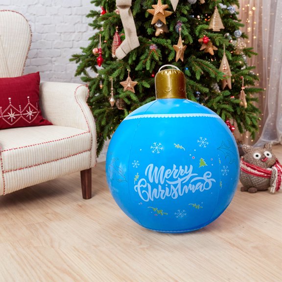 Yuhsdv 24 Inch Giant PVC Inflatable Christmas Ball Ornaments Large Xmas Blow Ball Decorations Inflatables  Holiday Decorations Christmas Decor for Home Outdoor
