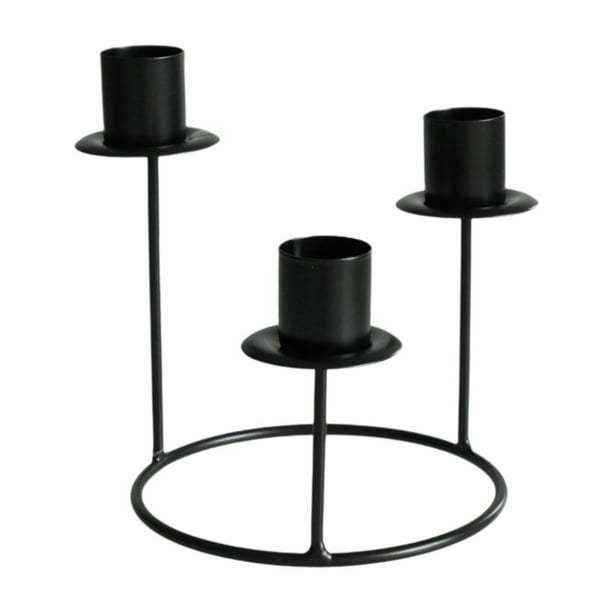 Candelabro, candelabro cónico, candelabro de pilar, candelabro de 3 brazos para cumpleaños, comedor, mesa decorativa para el hogar negro