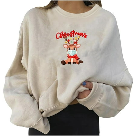 

ZMHEGW Women Sweatshirts New Winter Padded And Plush Pajamas Cartoon Girls Student Plush Round Neck Home Wear Womens Fall Tops