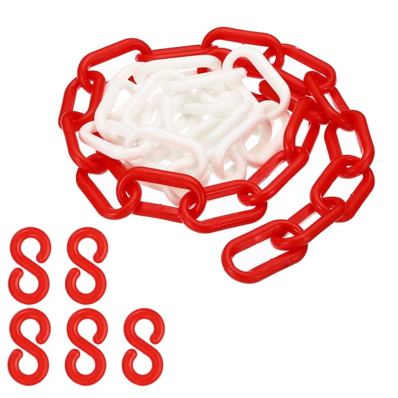Uxcell Plastic Chain,3 FEET Safety Barrier Chain for Crowd, 1/4inch(6mm) Red/White