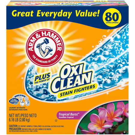 Arm & Hammer Plus OxiClean Powder Laundry Detergent, Tropical Burst, 80