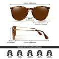 thumbnail image 6 of LINVO Round Polarized Tortoise Frame Brown Sunglasses for Women Men UV400 Vintage Retro Trendy Style, 6 of 7