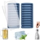 thumbnail image 1 of Bandeja para cubitos de hielo, silicona, con tapa, ideal para deportes y botellas de agua, 10 cavidades (paquete de 2, azul), 1 of 4