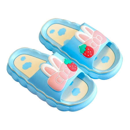 

Summer Savings Clearance! PEZHADA Kids Slippers Girls Sandals Girls Cute Cartoon Slippers Soft Breathable Anti-Slip Bedroom Home Slippers Blue Sizes 8.5-1