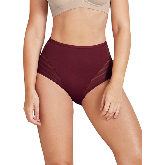 Leonisa | Invisible High Waisted Tummy Control Stripe Lace Underwear | Shapewear Panties for Women | 12903
