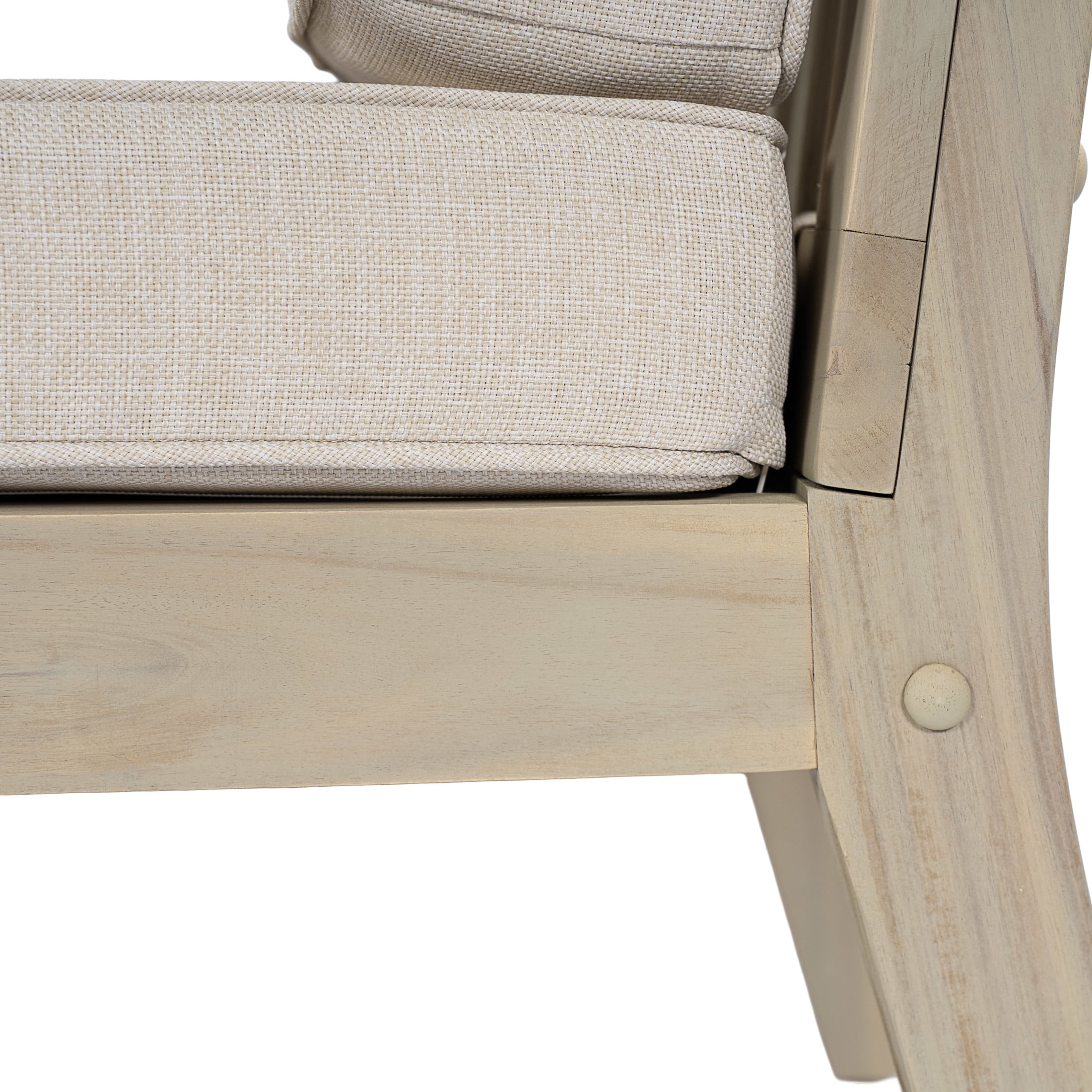 Christopher Knight Home 6-Seater Outdoor Sectional Sofa Set with Table, Sand Cushions, Light White Finish