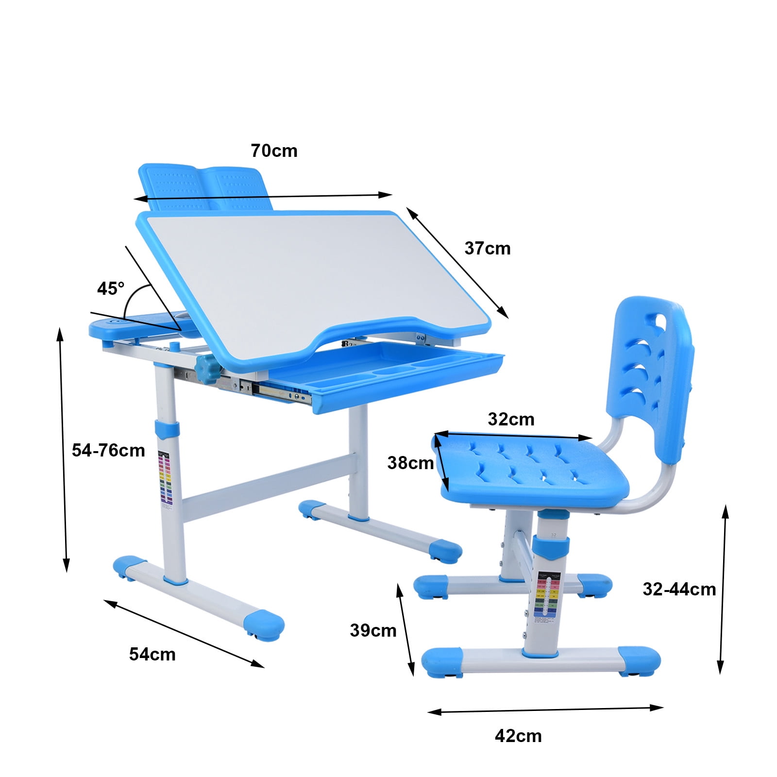 Buy Kids Desk and Chair Set, Height Adjustable Children Study Table ...