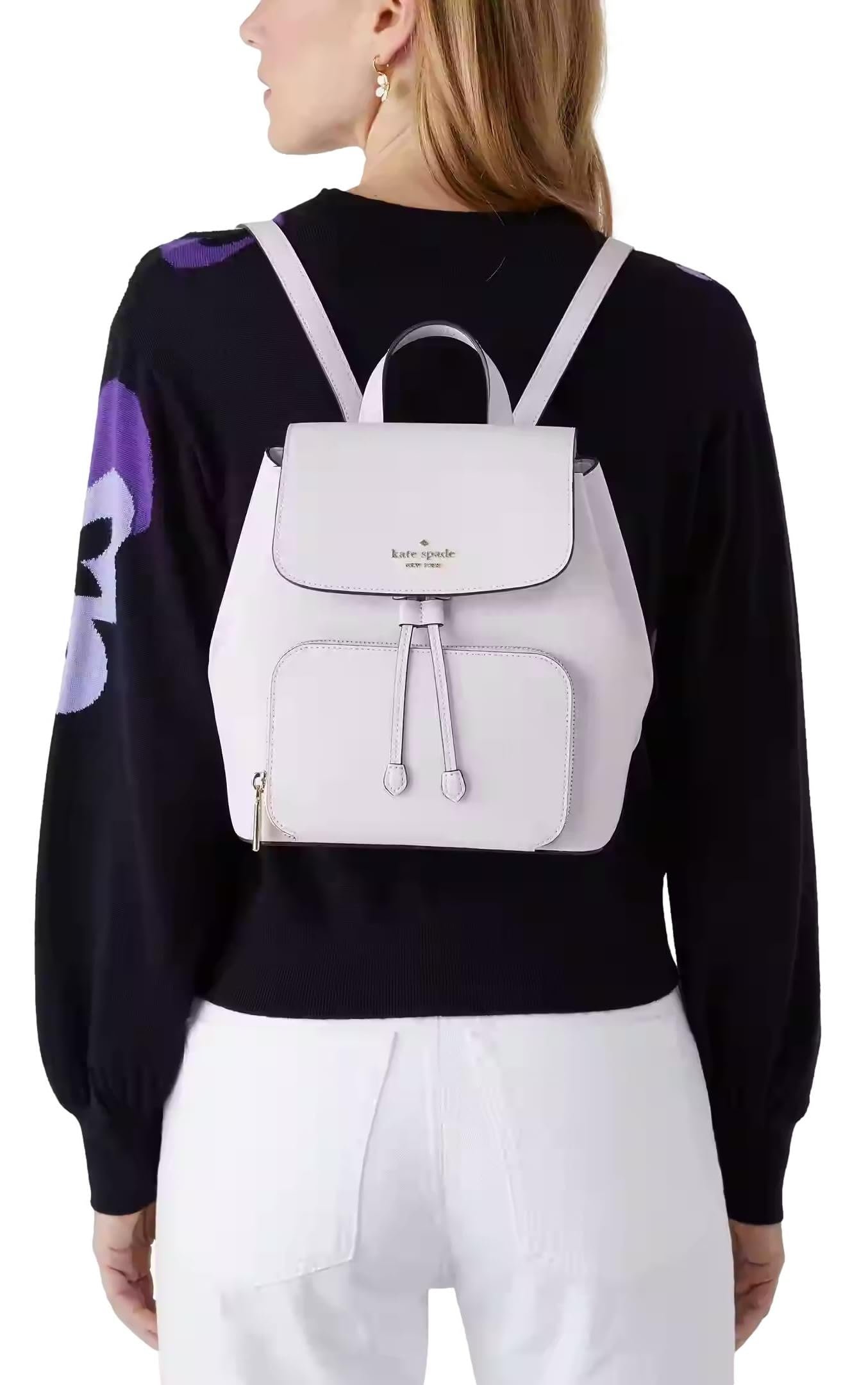 Kate Spade Kristi Medium Flap Backpack Warm Cement Grain 