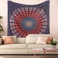 thumbnail image 3 of Bless International Indian Hippie Bohemian Golden Blue Peacock Mandala 54''x 72'' Tapestry, 3 of 4