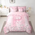 thumbnail image 2 of Homewish Monogrammed P Theme 7-Piece Bedding Comforter Set,Cartoon Stereoscopic Diamond King Bedding Sets,Pink Sparking Print Bed Sheets For Girl Teens,Ultra Soft Bedroom Decor Reversible, 2 of 8