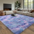 thumbnail image 5 of tapetes para sala 8x10ft Large Fluffy Rugs for Bedroom, Non-Slip Stickers Soft Carpet Shag Kids Room Rug, Non-Slip Fuzzy Rugs Indoor Tie-Dye Orchid Rainbow, 5 of 10